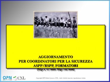 'CORSO DI  AGGIORNAMENTO AL RUOLO DI COORDINATORE PER LA PROGETTAZIONE E L'ESECUZIONE DEI LAVORI'